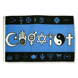 AES 12"x18" Coexist Black Blue Sleeve Flag Boat Car Garden Premium Vivid Color and UV Fade Best Garden Outdor Resistant Canvas Header and Polyester Material Flag