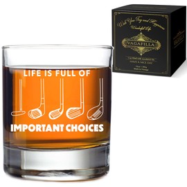 Vagafilla Father's Day Gifts, Life is Full of Important Choices Mug 12oz, Fun Golf-Themed Whisky Glass Retirement Gifts for Golfers Men Golf Lovers Men, Funny Birthday Gift Anniversary