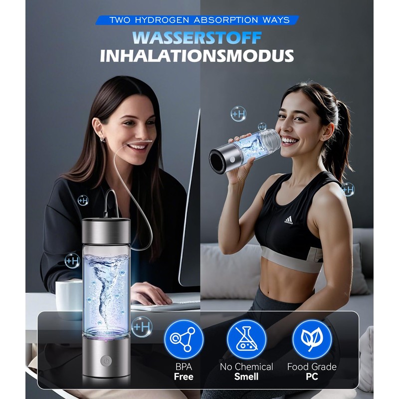 XSWCCJJ Hydrogen Water Bottle, SPE PEM Technology - 5000PPB, Double