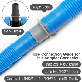 2 Stück Poolschlauch Schlauch Adapter – kompatibel mit 1-1/4 Zoll (32 mm) und 1-1/2 Zoll (38 mm) Vakuum-Schlauch-Anschlüsse für Schwimmbad-Sauger, Reiniger oder Filter Pumpe Schlauch (grau)