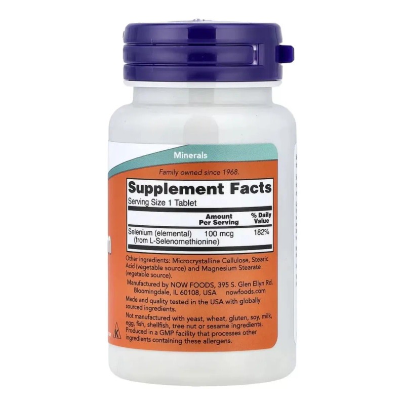 Selenio 100 Mcg Mineral Esencial Now Tabletas Sabor Neutro
