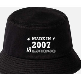 Print4U Totally Awesome Made in 2007 Bucket Hat 18th Birthday Age 18 Men Ladies Black LXL