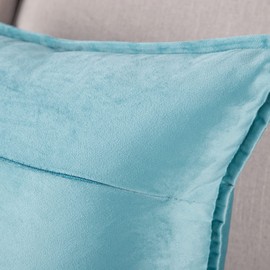 MADIZZ Set of 2 Super Soft Velvet Decorative Throw Pillow Covers 22x22 inch Aqua Square with Fringe Luxury Style Cushion Case Pillow Shell for Sofa Bedroom