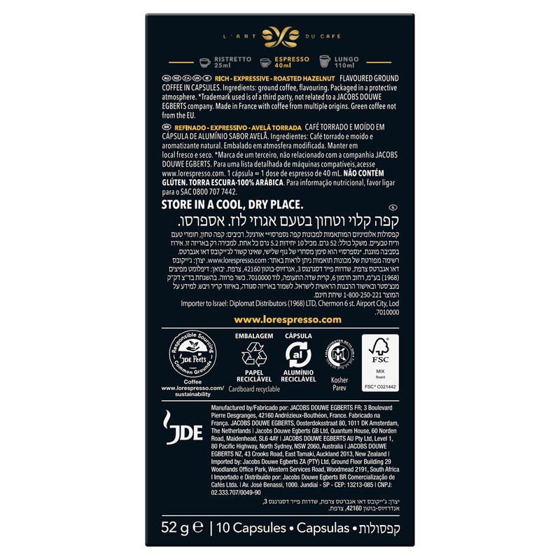 L'OR Espresso Hazelnut - 100 Aluminium Capsules Compatible with Nespresso®