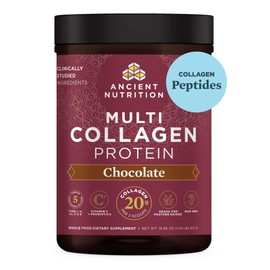 Ancient Nutrition Ancient Nutrition Hydrolyzed Collagen Peptides Powder with Probiotics, Chocolate Multi Collagen Protein for Women and Men with Vitamin C, 40 Servings, Supports Skin and Nails, Gut Health, 16.65oz