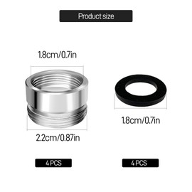 Faucet Adapter, 4 Pcs Tap Adapter 22mm Male Thread to 18mm Female Thread Faucet Aerator Connector with Gasket Water Hose Adapter for Kitchen Sink Water Filter