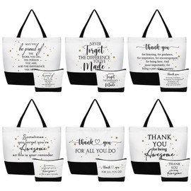 Cunno 24 Pcs Thank You Canvas Tote Bags with Handles for Women Employee Appreciation Gift Bulk Retirement Gifts Motivational Makeup Bags for Students Teacher Coworkers Staff