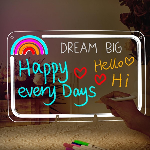 Looklight Rainbow Letterboard Neon Sign, Dimmable USB Neon Light with