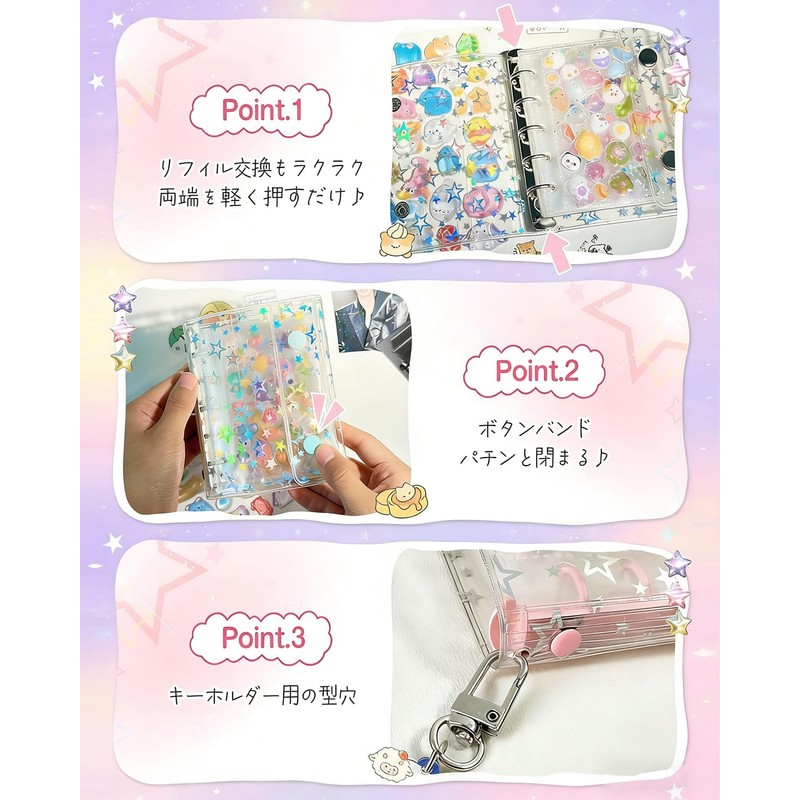Cymidreke Seal Notebook, Plastan, Transparent, Size, Mini Binder, 20 Refills,