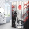 EUBTPA Japanese Ink Painting Shower Curtain Polyester 70X70 Inch