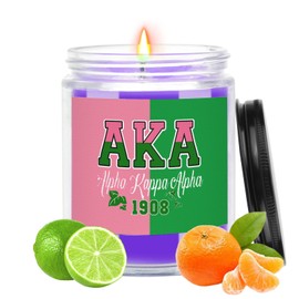 AKA Sorority Gifts Scented Candle for Women Girl,1908 Pink Green 7oz Candles, Inspirational Birthday Christmas Gifts for Sister Friends (Purple)