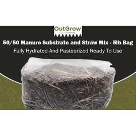 Pasteurized Horse Manure and Straw Mushroom Substrate | 5lb Mushroom Grow Bag Ready to Use