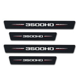 Annloysky 4Pcs Door Sill Plate Protectors for Dodge Ram 3500 Car Accessories, Carbon Fiber Leather Door Sill Stickers for Ram Truck Auto Accessories, Universal Size Suit to 2019/2021/2020 Ram 3500