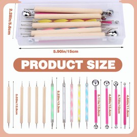 14 PCS Dotting Tools Ball Styluses with Box, Dotting Tools Set Rock Painting, Ball End Dot Art Tools, Embossing Tools, Pottery Clay Modeling Embossing Nail Art