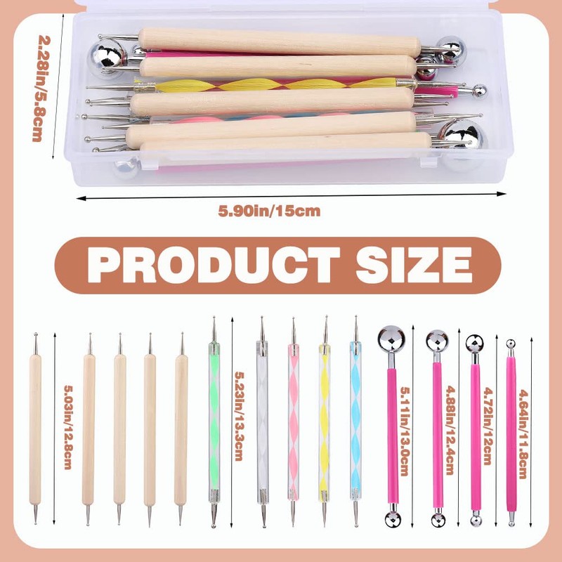 14 PCS Dotting Tools Ball Styluses with Box, Dotting Tools