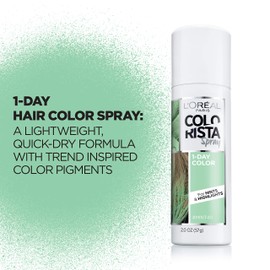L'Oreal Paris Colorista 1-Day Washable Temporary Hair Color Spray, Mint, 2 Ounces