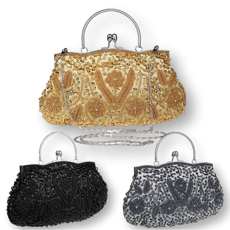 Ro Rox Gabrielle Vintage Retro Pearls Sequin Evening Flap 1920s