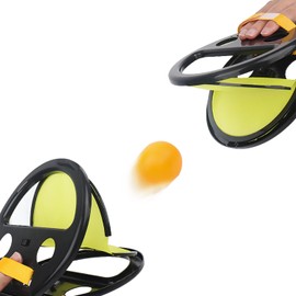 Hand Exercise Ball Set, Hand Grasps Catching Racket Throwing Activities Indoor Outdoor Beach Lawn Yard Pets Dogs Pingpong Interactive Fitness Sports (2 Rackets, 4 Balls)