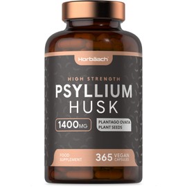 Psyllium Husk 1400mg | 365 Vegan Capsules | High Strength, Natural Prebiotic Soluble Fibre | Supports Daily Rhythm | Plantago Ovata Seeds Supplement | 700mg per Capsule