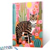 Paint by Number Cat Near Cactus DIY Painting On Canvas