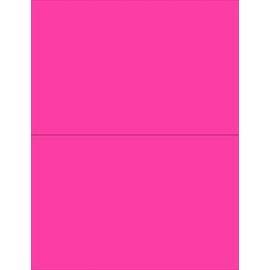 NextDayLabels - 8-1/2 x 11 Neon Color High Light Fluorescent Labels for Laser & Inkjet Printer (Pink Fluorescent, 8-1/2" x 5-1/2" - 2 Per Page | 200 Labels)