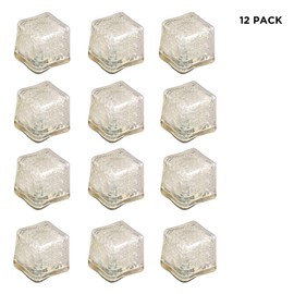 (12 Pack) Light-Up LED Ice Cubes with Changing Lights and On/Off Switch (White)