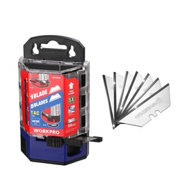 WORKPRO Premium Utility Knife Blades, TAC Diamond Coated SK2M, 50-Pack Utility Blades Replacement with Dispenser