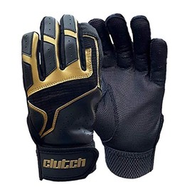 Clutch Sports Apparel Pro Series Baseball and Softball Batting Gloves for Youth and Adult - Black/Gold, Small