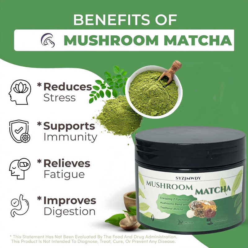 Ceremonial Grade Matcha Green Tea Premium Mushroom Matcha Powder |