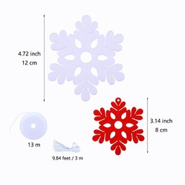 SaktopDeco 40 PCS White Red Snowflake Ornaments Bulk Felt Hanging Snowflakes Decorations for Holiday Winter Party Decorations