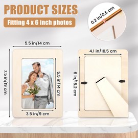 Fovths 12 Pieces Wooden Picture Frames for Crafts Unfinished Solid Wood Photo Frames for 4 x 6 Photos Standing Pictures Frame with PVC Film for DIY Art Crafts Paintings Home Decor