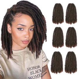 WIGER Faux Locs Crochet Hair 120 Strands Ombre Brown Pre-Twisted Soft Locs Extensions 8 Inch Pre-Looped Crochet Braids for Women (1B/30)
