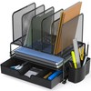 Simple Houseware Mesh Desk Organizer with Sliding Drawer, Double Tray