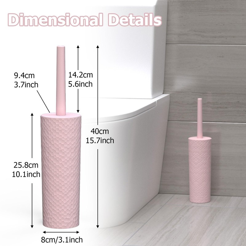 Topsky 2 Pack Compact Toilet Brush & Holder Set, Plastic