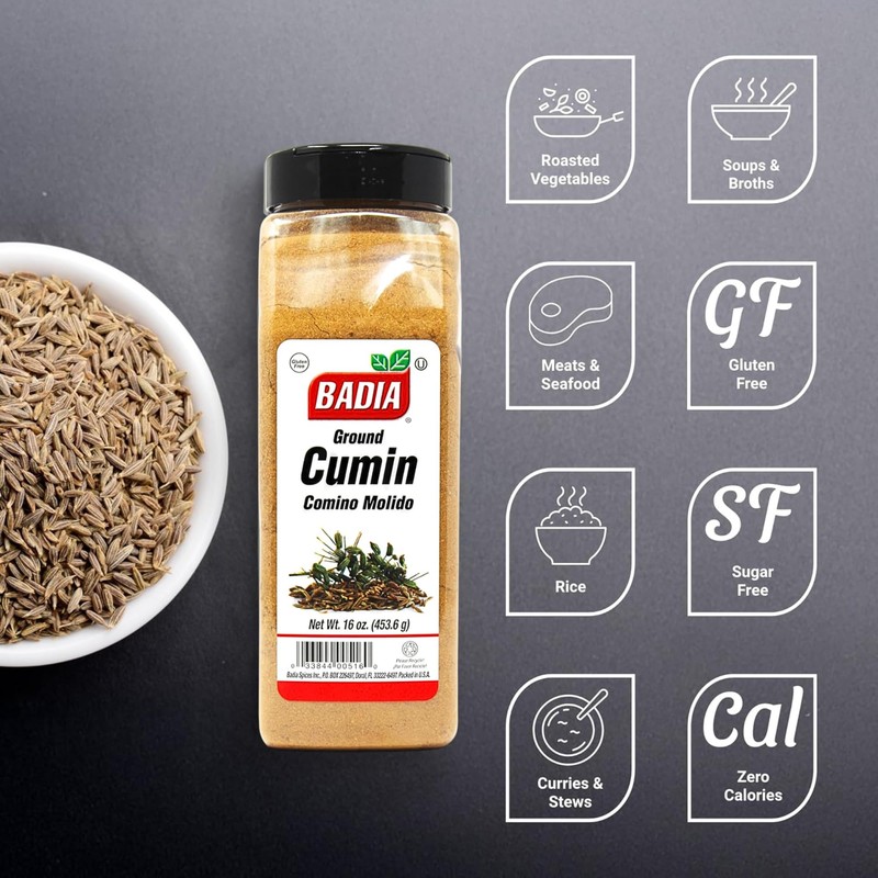 Badia Ground Cumin, 16 oz – Comino Powder for Authentic