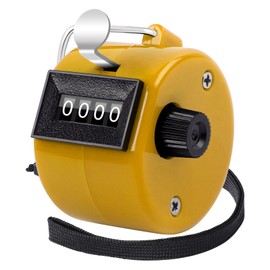 FEBSNOW Yellow Handheld Tally Counter Clicker 4 Digital Number Click Counter for School Event Golf Sports Office Stadium