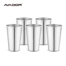 AVADOR Kids | Toddler 18/8 Stainless Steel Products for Kids Dining | Camping | Outdoor BPA Free Dishwasher Safe (Set of 5 Tumbler 16 oz)