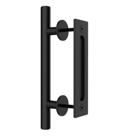 TSMST 30CM Sliding Door Handle Double Sided Barn Door Handle Embedded Invisible Alloy Steel Frosted Black