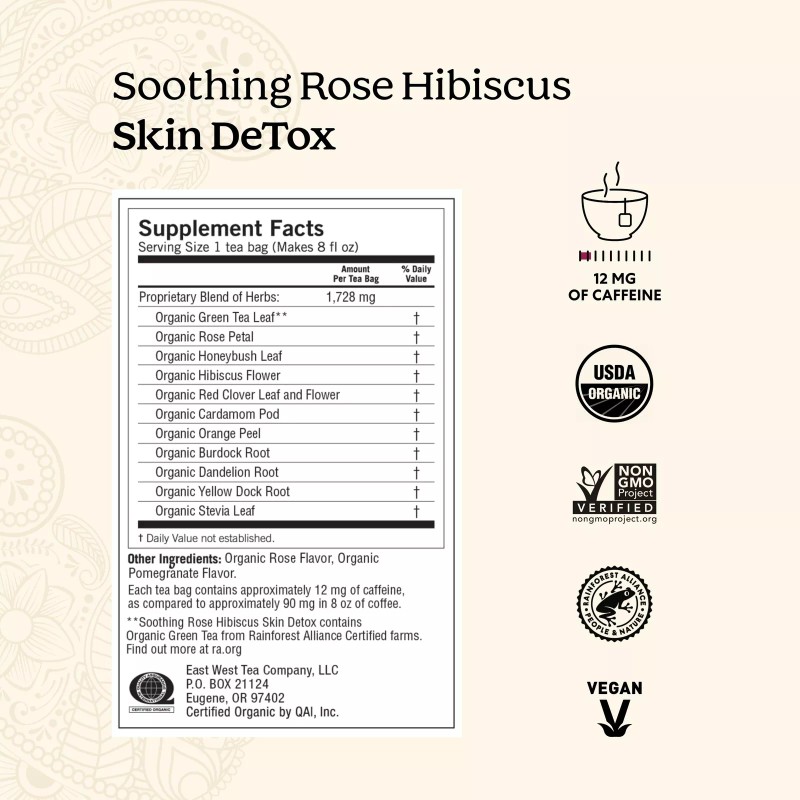 Yogi Organic Rose Hibiscus DeTox Tea 16 Count Herbal Skin