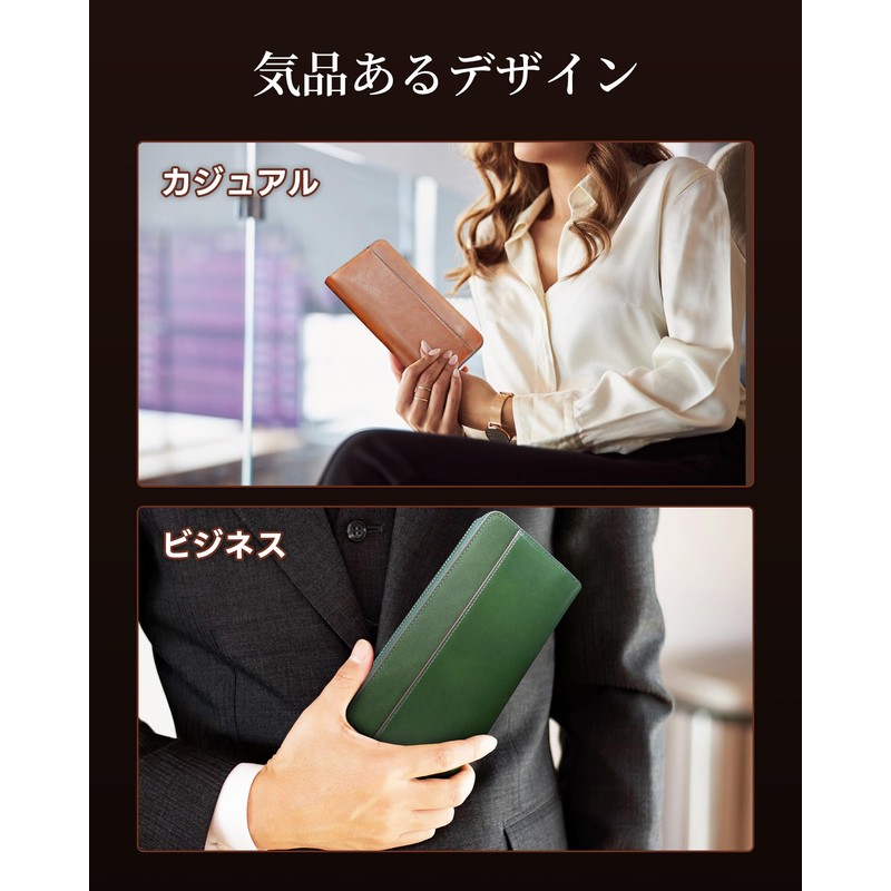 ACLUO Men's Wallet, Tochigi Leather, Long Wallet, Made by Top
