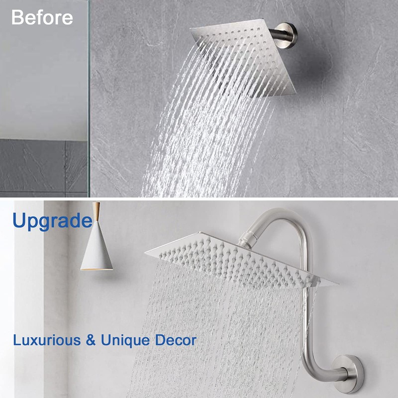 Nearmoon S Shaped Shower Head Riser Pipe, Shower Head Extender