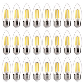 FLSNT 60W Equivalent LED Chandelier Light Bulbs, Dimmable LED B11 E26 Candelabra Base Bulbs, 3500K Natural White, 550LM, 24 Pack