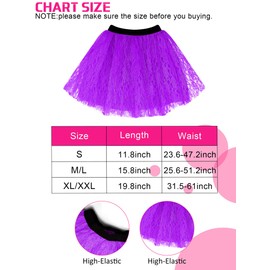 Vabean 19 Pcs 80s Costume Set T Shirt Leggings Tutu Skirt Headband Necklace Bracelets Earrings Gloves Leg Warmers for Women (X-Large,Purple)