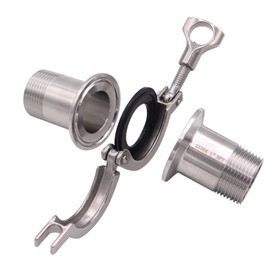 DERNORD 2 Pcs Sanitary Male Threaded Ferrule Pipe Fittings + SUS304 Tri-clamp (Tri-clover Clamp) + FKM Gasket (Male Threaded Pipe Size:1 Inch DN25)