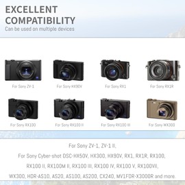 DFTIM 1800mah 2-Pack NP-BX1 Battery Compatible for Sony NP-BX1/M8, ZV-1, ZV-1 II, Cyber-Shot DSC-HX80, HX90V, HX95, HX99, HX350, RX1, RX1R II, RX100 (II/III/IV/V/VA/VI/VII), FDR-X3000, HDR-AS50