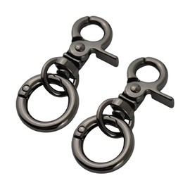 [FUSSED] 2pcs Lever Nascan Rotating Key Chain Swivel Snap Hook Purse Clip Split Key Ring Swivel Hook for Bag, Lobster Buckle Crafts Accessories, Black