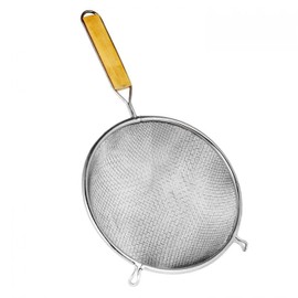 TrueCraftware- 8-Inch Double Fine Tin Mesh Strainer 6" Handle Length Wooden Handle- Kitchen Utensil Food Strainer Skimmer Spoon for Cooking Sieve Sifters Rice Quinoa Pasta Fruits Vegetable