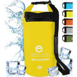 Enthusiast Gear Dry Bag Cooler - Roll Top Insulated Backpack – Portable, Collapsible, Waterproof with Padded Shoulder Strap - Perfect for Kayaking Fishing Beach Hiking -15L (Yellow)