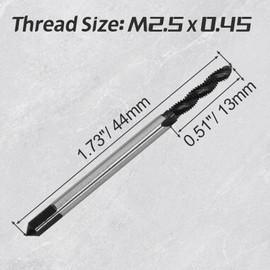 Hordion 2pcs M2.5 x 0.45 Spiral Point Thread Tap H2 Tolerance, High Speed Steel Metric Screw Tap Tapping Bit for Thread Repair