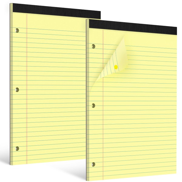 HAUTOCO 8.5 x 11 Legal Pads 2 Pack Yellow Wide